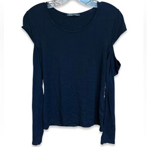 Rendez Vous Paris Made in France Black Viscose Cold Shoulder Top Size Large T4